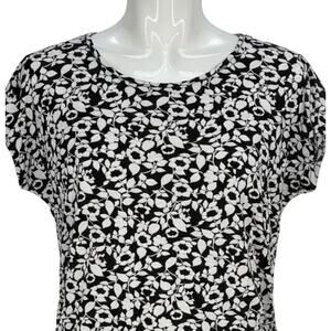 Beverly Drive Top Plus Size 1X Black White Floral Short Sleeve Y2K Fairy Grunge